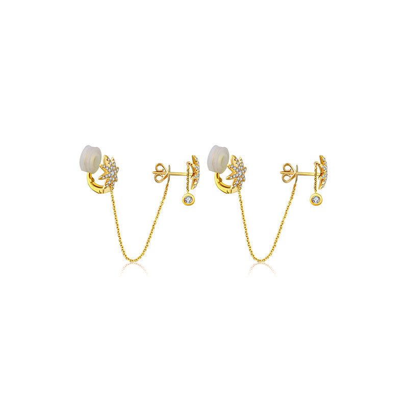 18k Gold Star Shape Diamond Ear Cuff & Earring - Genevieve Collection
