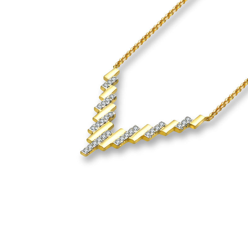 18k Gold Multi Rectangle Diamond Necklace - Genevieve Collection