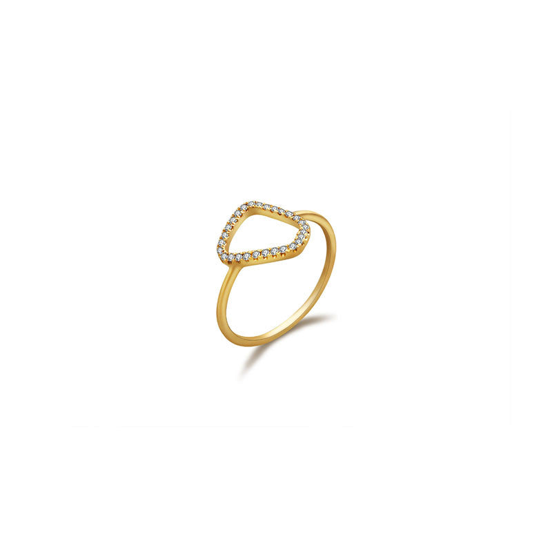 18k Gold Hollow Stone Shape Diamond Ring - Genevieve Collection