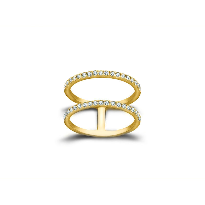 18k Gold Double Line Diamond Ring - Genevieve Collection