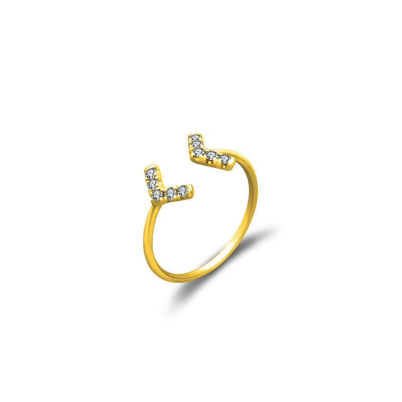 18k Gold Double Arrow Diamond Midi / Pinky Ring - Genevieve Collection
