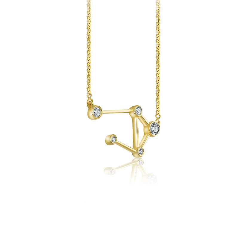 Libra Zodiac Constellation Necklace 18k Gold & Diamond - Genevieve Collection