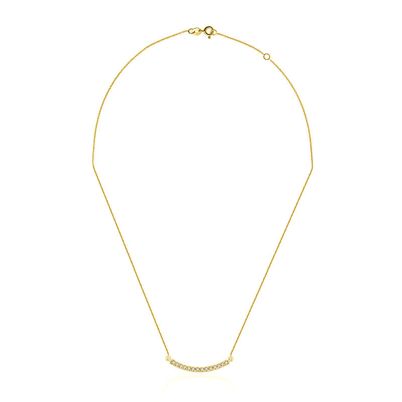 18k Gold Curved Line Diamond Necklace - Genevieve Collection
