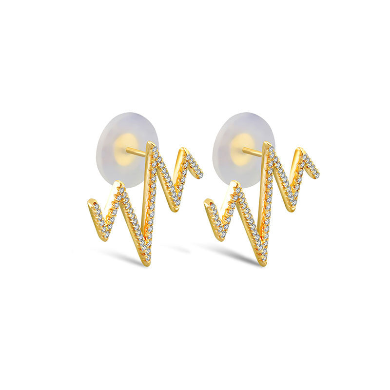 18k Gold Heartbeat Diamond Earring - Genevieve Collection