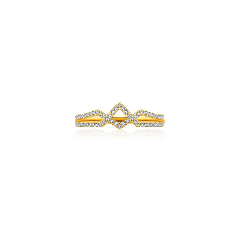 18k Gold Rhombus Shape Diamond Ring - Genevieve Collection