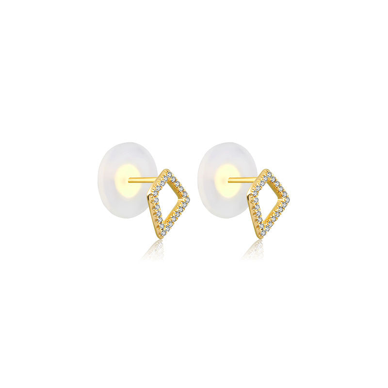 18k Gold Hollow Geometry Diamond Earring - Genevieve Collection