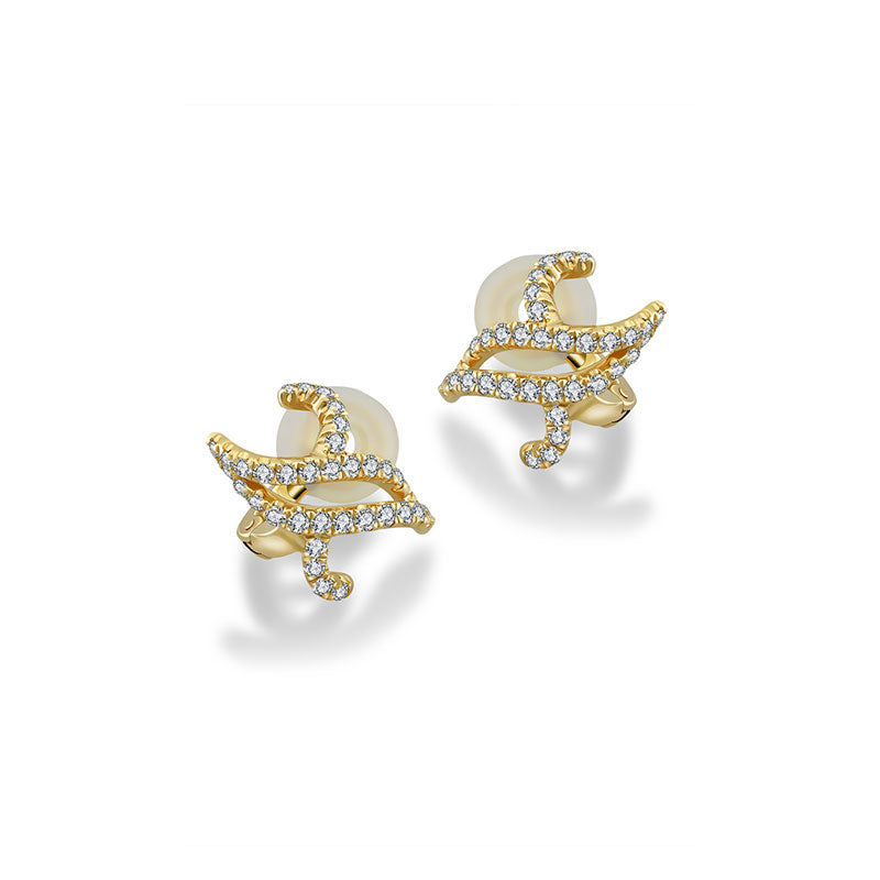 18k Gold Twisted Curve Diamond Ear Cuff - Genevieve Collection