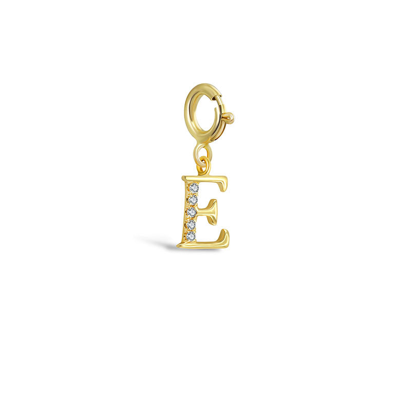 18k Gold Letter "E" Diamond Charms - Genevieve Collection