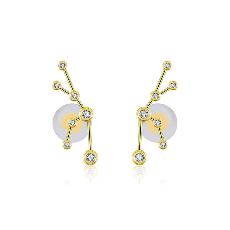 Taurus Zodiac Constellation Earring 18k Gold & Diamond - Genevieve Collection