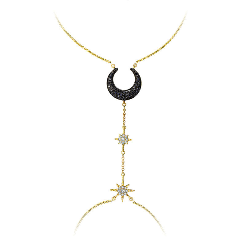 18k Gold Star and Moon Shape 2 Way Diamond Bracelet - Genevieve Collection