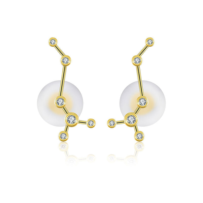 Scorpio Zodiac Constellation Earring 18k Gold & Diamond - Genevieve Collection