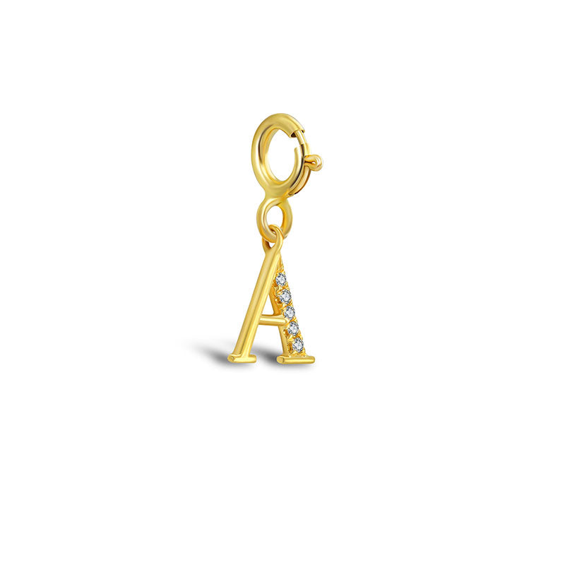 18k Gold Letter "A" Diamond Charms - Genevieve Collection