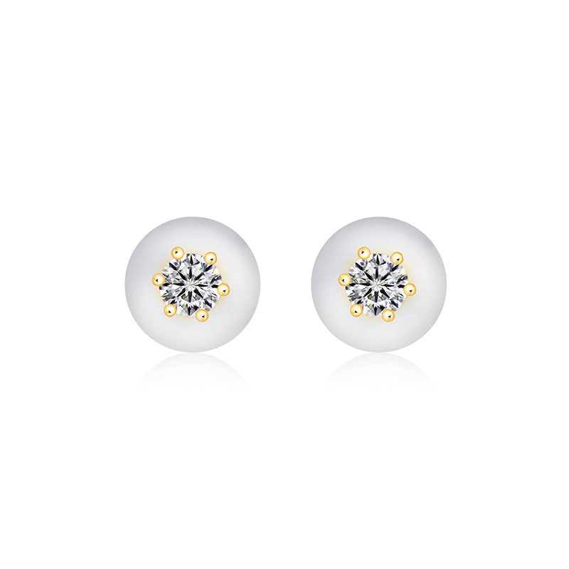 18k Gold Single Diamond Stud Earring With Six Claw Setting - Genevieve Collection