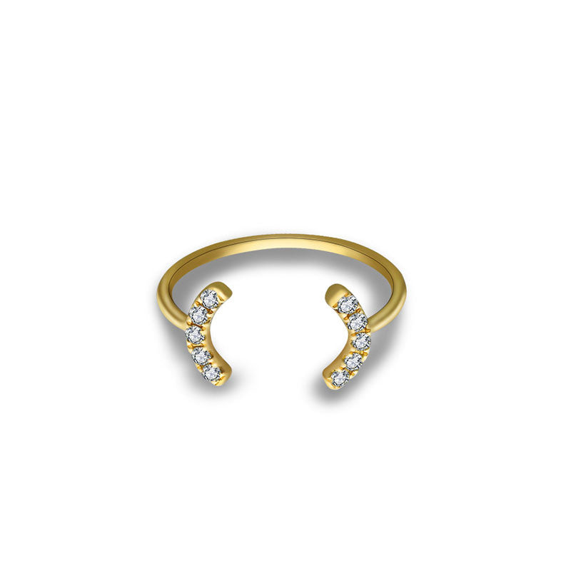 18k Gold Bracket Diamond Midi / Pinky Ring - Genevieve Collection