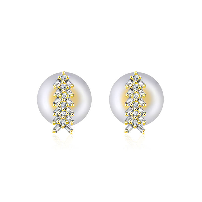 18k Gold Arrow Shape Rectangle Diamond Earring - Genevieve Collection