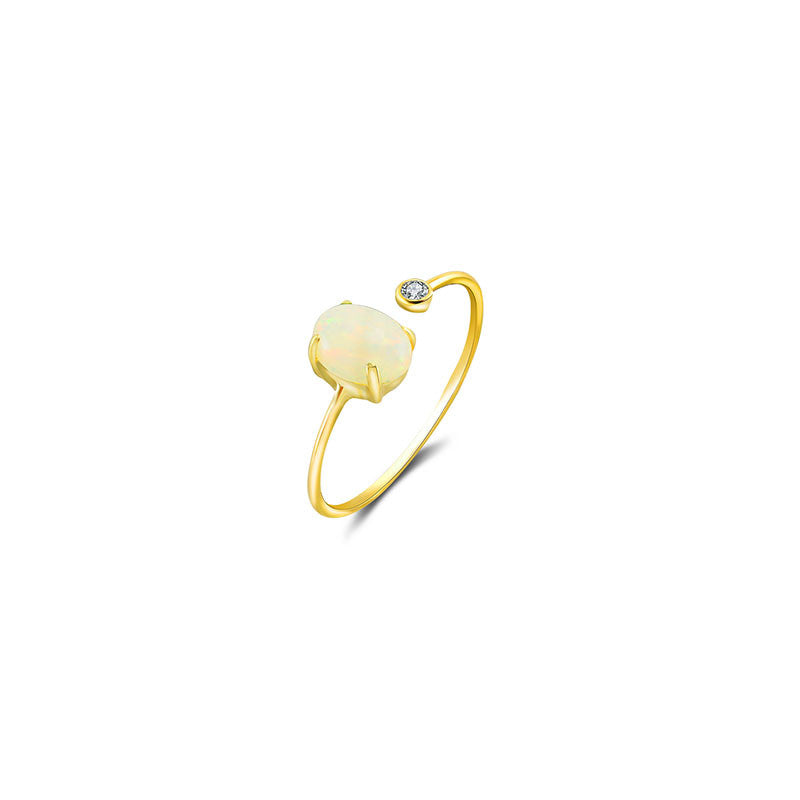 18k Gold Opal Open Diamond Ring - Genevieve Collection