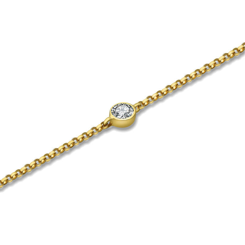 18k Gold Love At First Sight Single Diamond 18k Gold Bracelet - Genevieve Collection