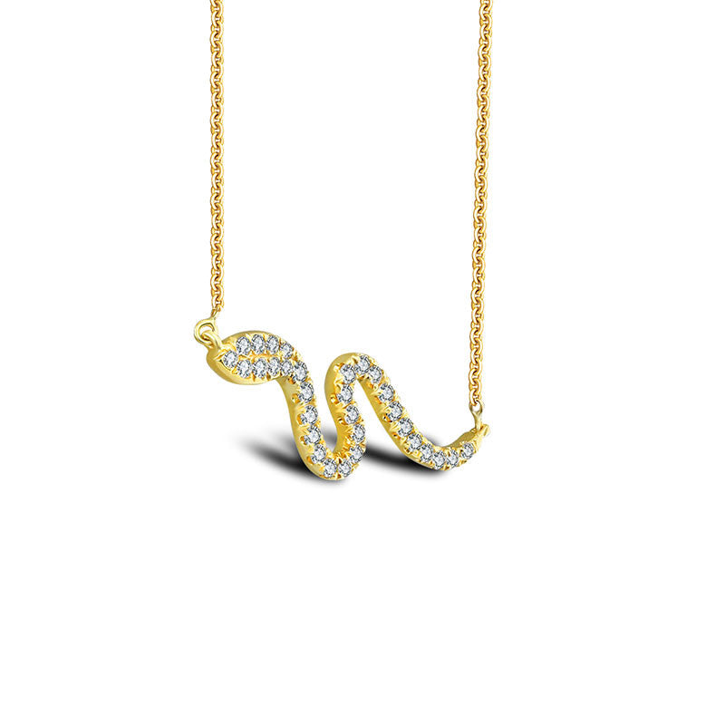 18k Gold Snake Shape Diamond Necklace - Genevieve Collection