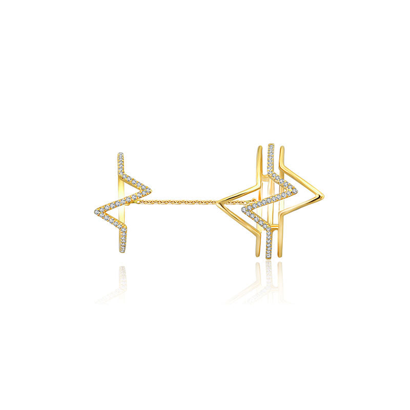 18k Gold Zigzag Connection Diamond Ring - Genevieve Collection