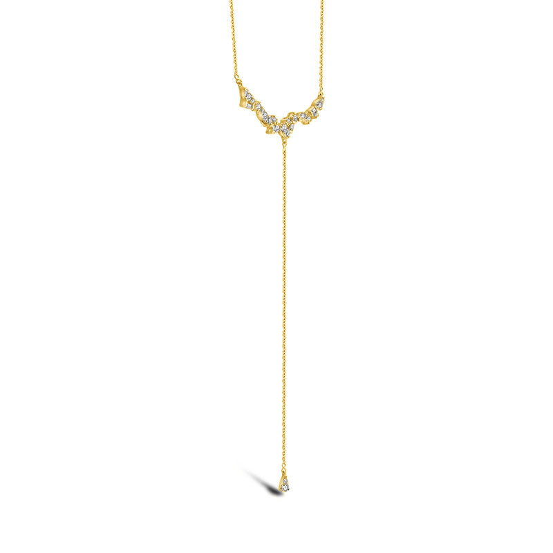 18k Gold irregular Shape Dangling Diamond Necklace - Genevieve Collection