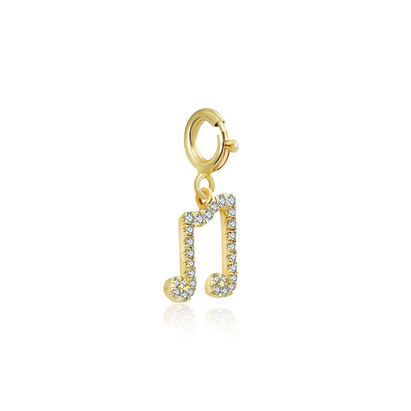 18k Gold Double Eighth Note Sign Diamond Charms - Genevieve Collection