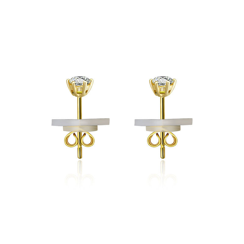 18k Gold Single Diamond Stud Earring With Six Claw Setting - Genevieve Collection