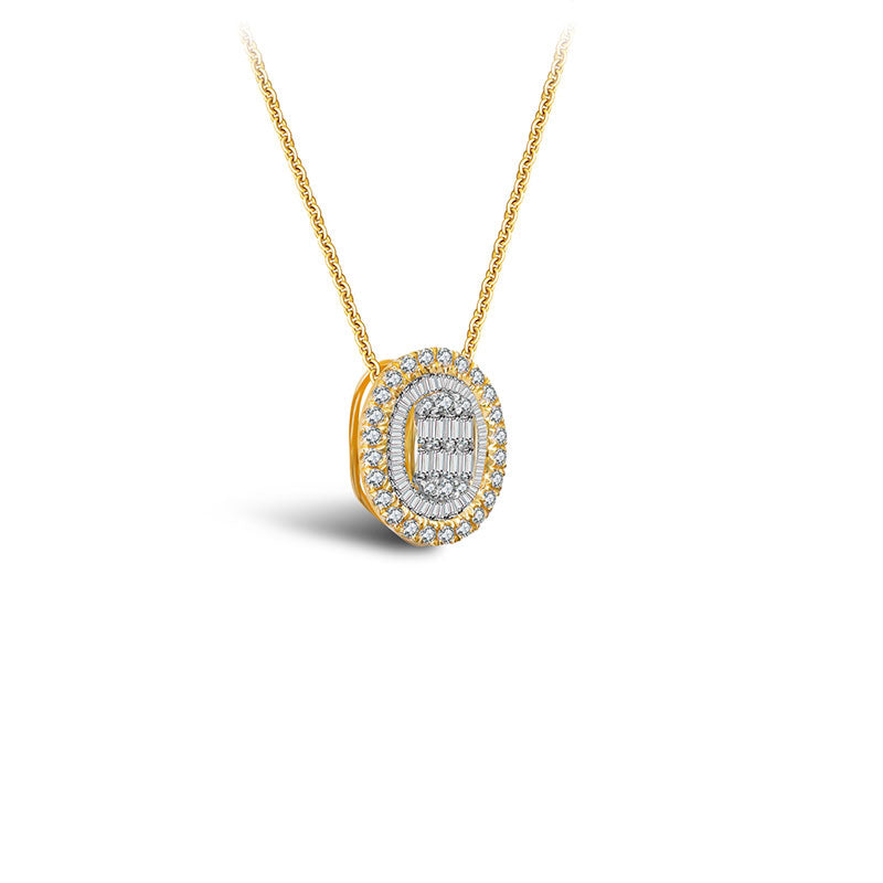 18k Gold 2 ways Round Diamond Necklace - Genevieve Collection