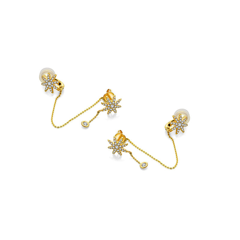 18k Gold Star Shape Diamond Ear Cuff & Earring - Genevieve Collection