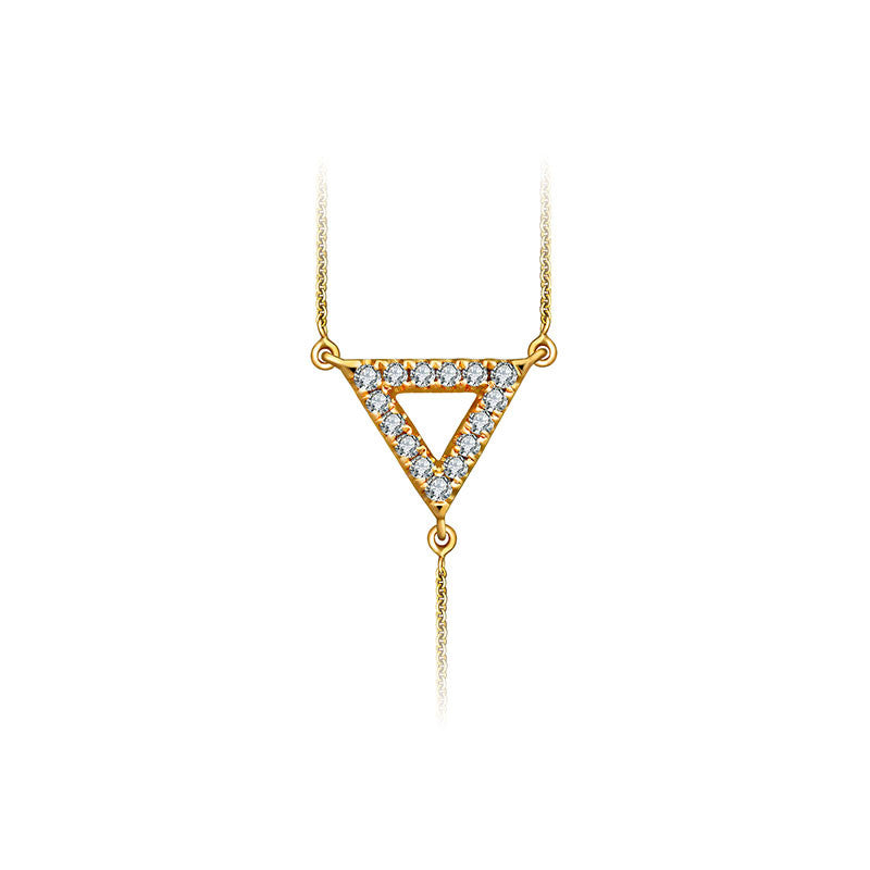 18k Gold Hollow Triangle Dangling Diamond Necklace - Genevieve Collection
