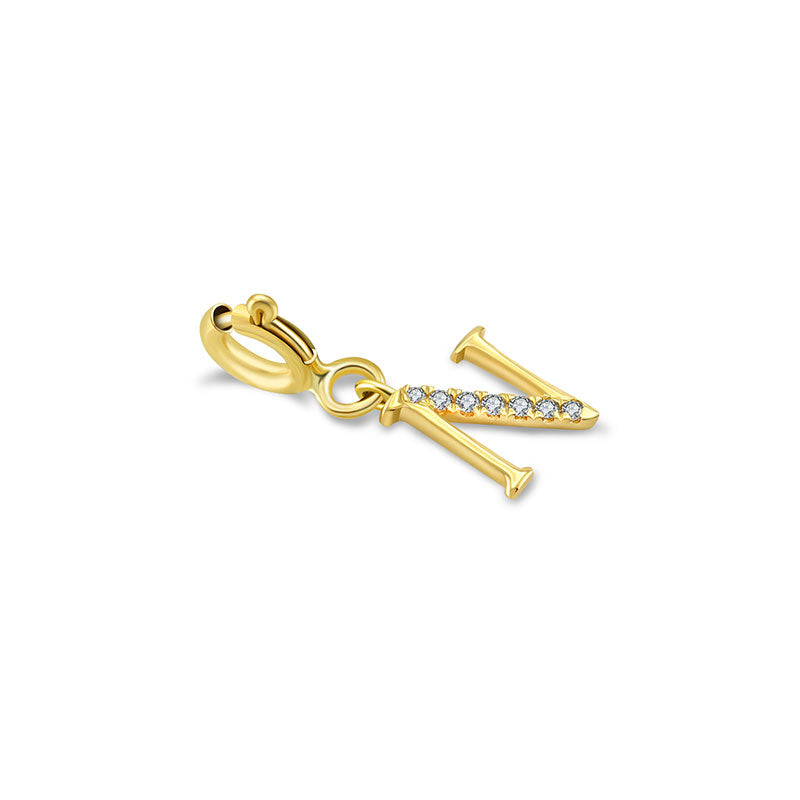 18k Gold Letter "N" Diamond Charms - Genevieve Collection
