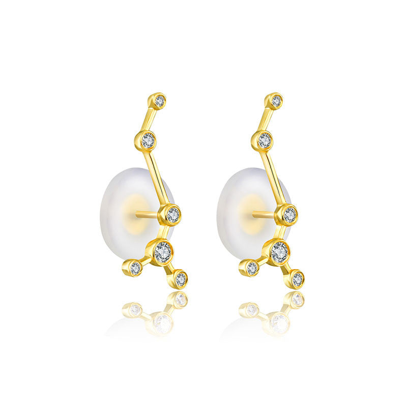Scorpio Zodiac Constellation Earring 18k Gold & Diamond - Genevieve Collection
