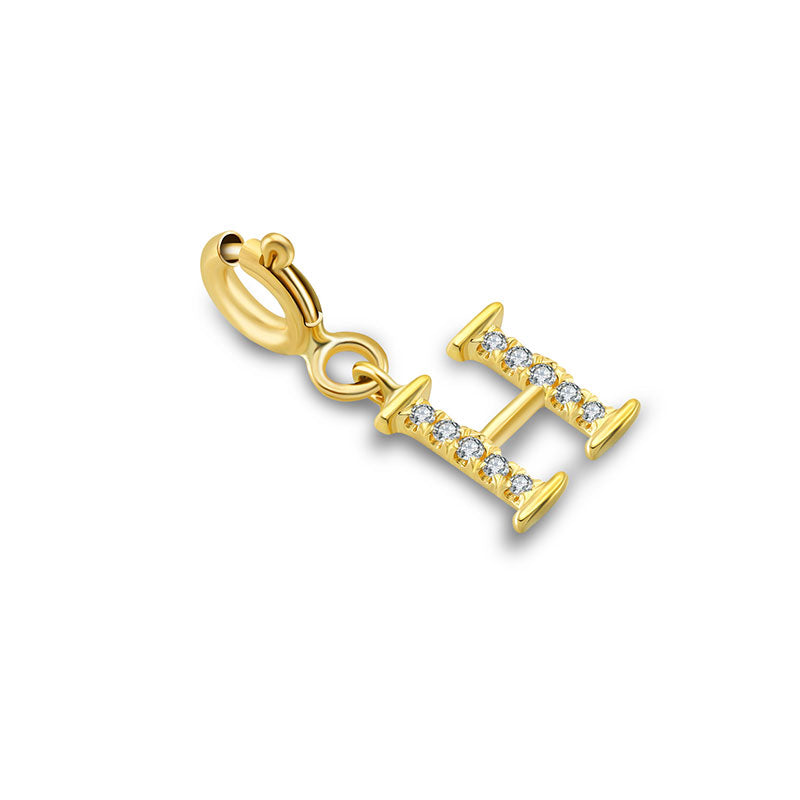 18k Gold Letter "H" Diamond Charms - Genevieve Collection