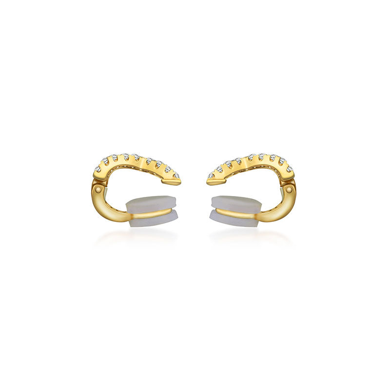 18k Gold Triple Curve Diamond Ear Cuff - Genevieve Collection