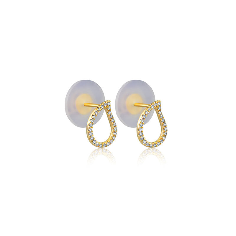 18k Gold Drop Shape Diamond Stud Earring - Genevieve Collection