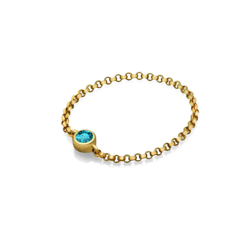 18k Gold December Birthstone Topaz Chain Ring - Genevieve Collection
