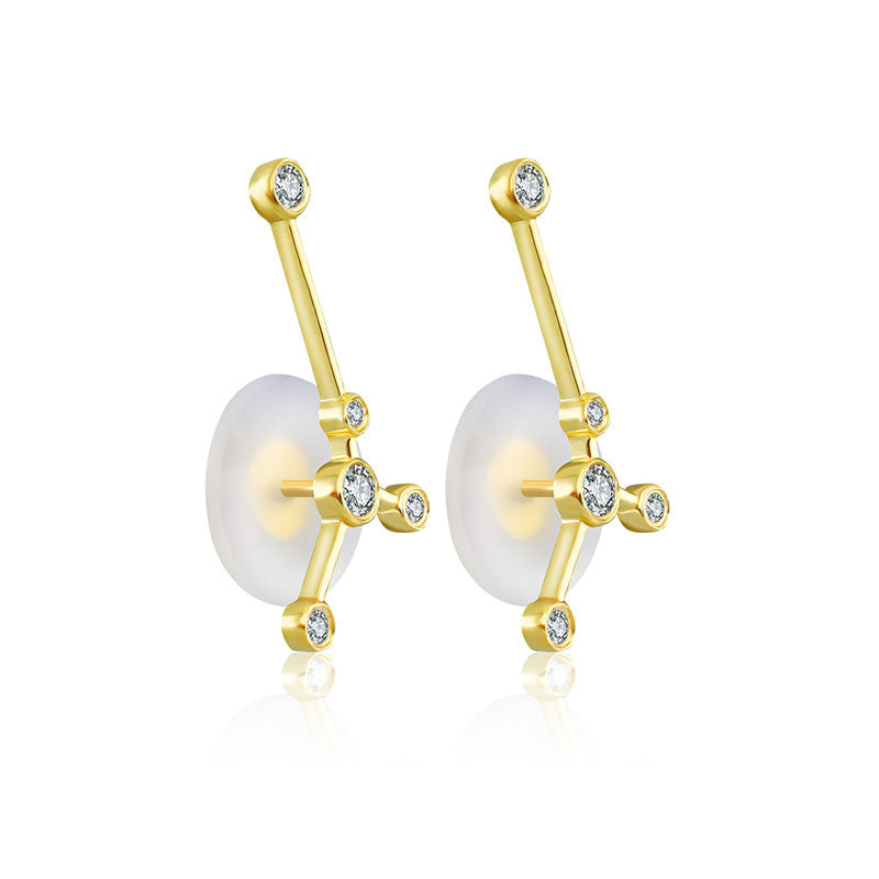 Cancer Zodiac Constellation Earring 18k Gold & Diamond - Genevieve Collection