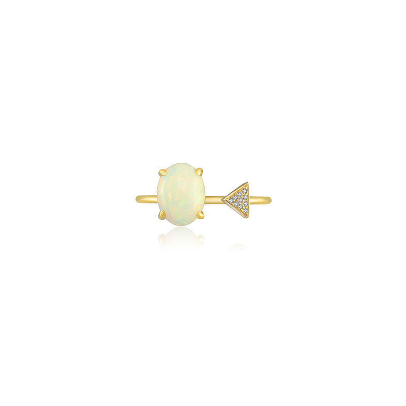 18k Gold Opal Open Diamond Ring With Arrow Shape - Genevieve Collection