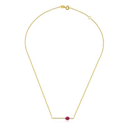 18k Gold Line Diamond Necklace with Ruby - Genevieve Collection