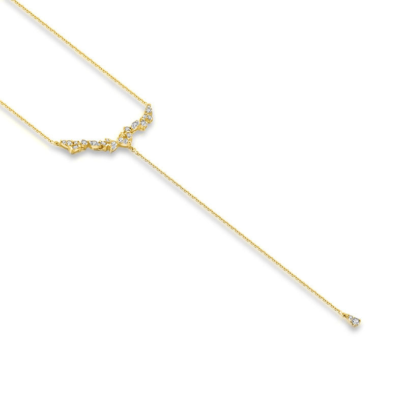 18k Gold irregular Shape Dangling Diamond Necklace - Genevieve Collection