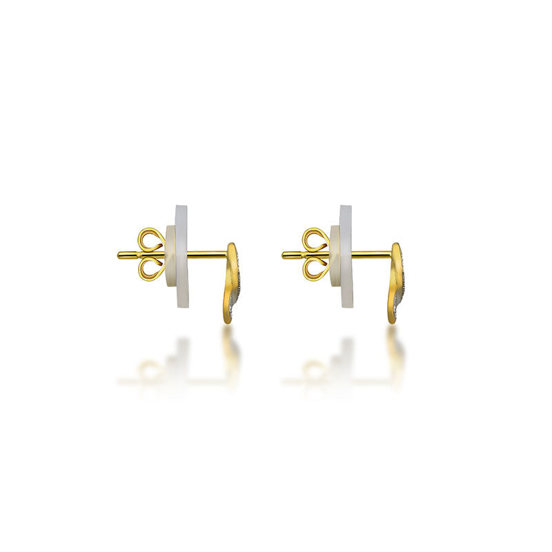 18k Gold Ribbon Stud Diamond Earring - Genevieve Collection