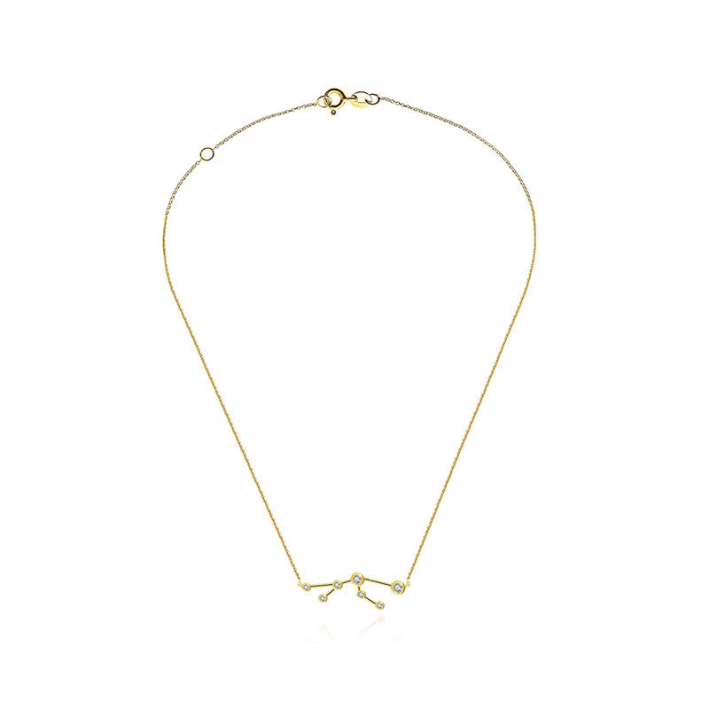 Taurus Zodiac Constellation Necklace 18k Gold & Diamond - Genevieve Collection