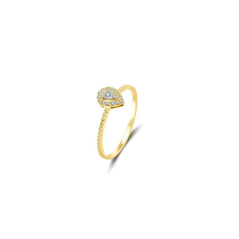 18k Gold Drop Shape Diamond Ring - Genevieve Collection