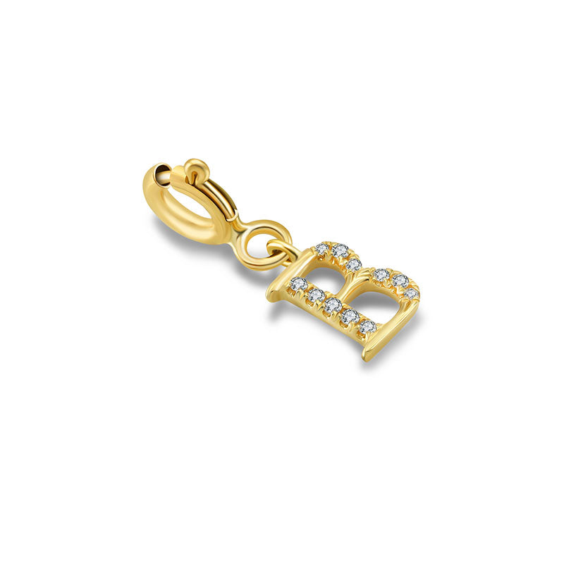 18k Gold Letter "B" Diamond Charms - Genevieve Collection