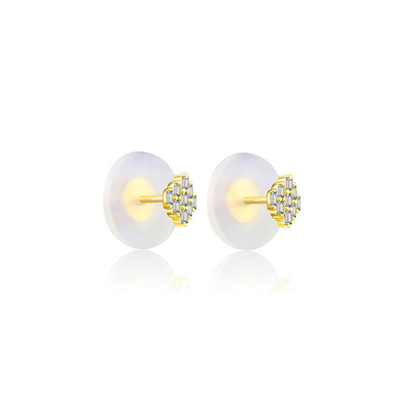 18k Gold Rectangle Diamond Stud Earring - Genevieve Collection