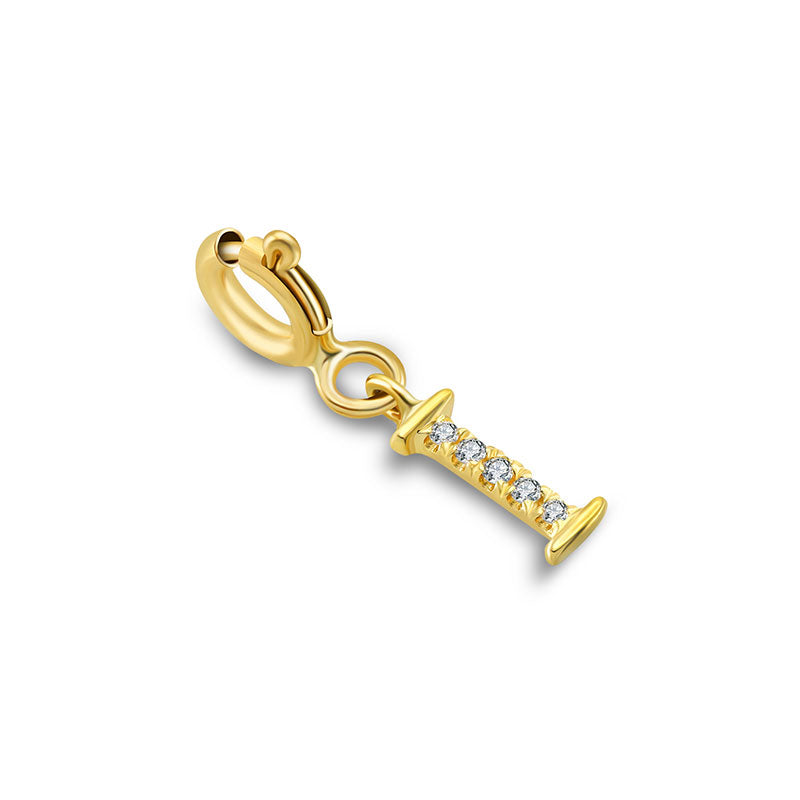 18k Gold Letter "I" Diamond Charms - Genevieve Collection