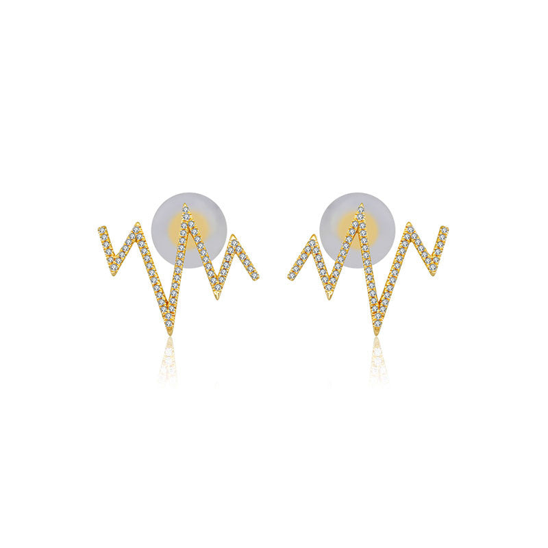 18k Gold Heartbeat Diamond Earring - Genevieve Collection