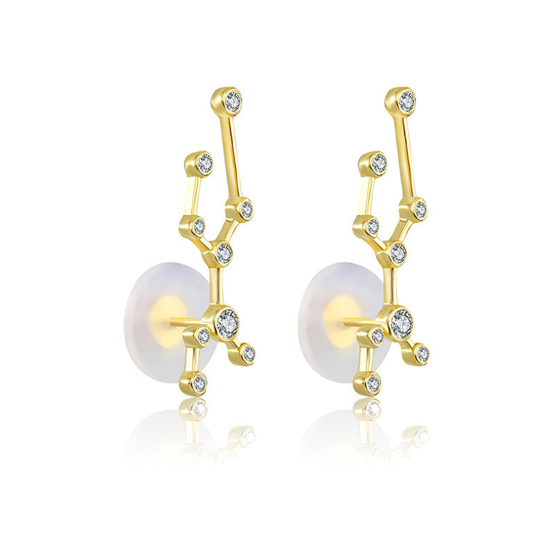 Virgo Zodiac Constellation Earring 18k Gold & Diamond - Genevieve Collection