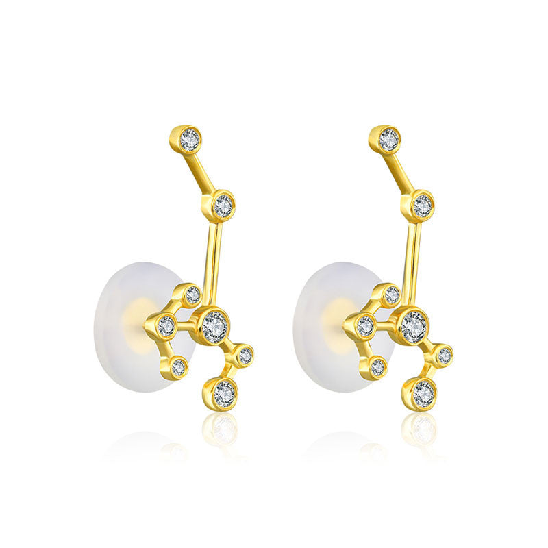 Sagittarius Zodiac Constellation Earring 18k Gold & Diamond - Genevieve Collection