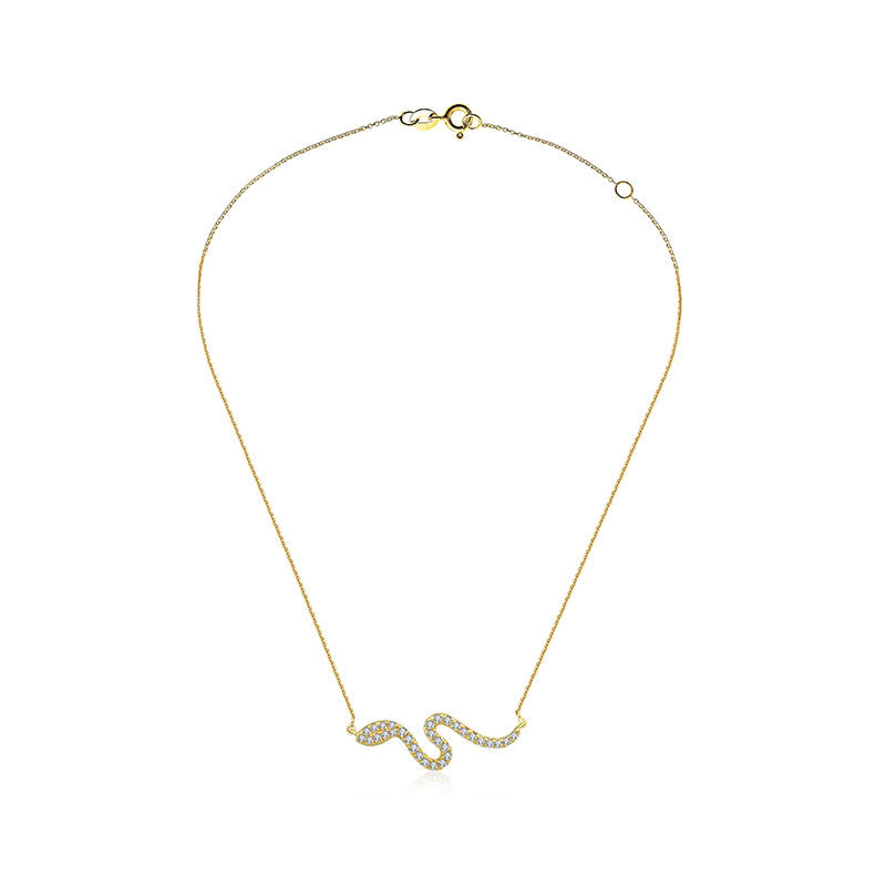18k Gold Snake Shape Diamond Necklace - Genevieve Collection