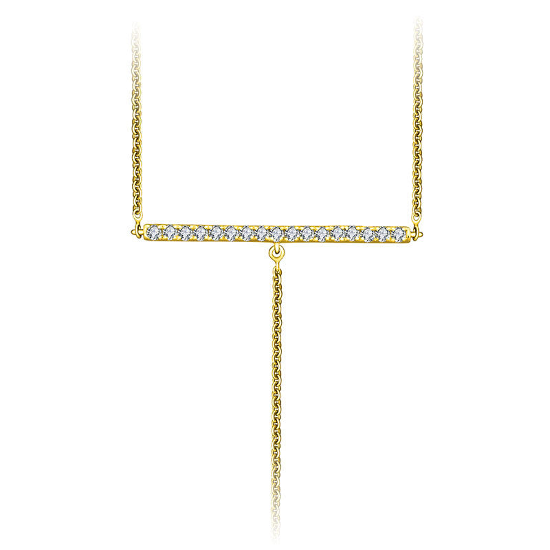 18k Gold Line Dangling Diamond Necklace - Genevieve Collection